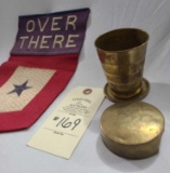 BRASS KANSAS/OKLAHOMA CUP AND OVER THERE BLUE STAR BANNER