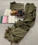 ARMY TENT IN BAG AND MISC. ITEMS