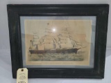 CLIPPER SHIP GREAT REPUBLIC IN WOOD FRAME - CURRIER/IVES