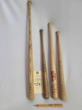 4 - SMALL BASEBALL BATS AND ONE PEN