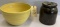 YELLOW POTTERY BOWL - BROWN CROCK WITH LID