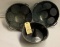 2 BLACK/WHITE ENAMELWARE COLANDERS AND BUNDT PAN