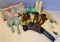 2 SETS OF BABY SHOES, RATTLE, HAIR BRUSH AND MIRROR, BONNET, SOCKS, TOWEL, DOLL QUILT