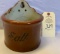 STONEWARE CROCK ANTIQUE SALT BOX BROWN