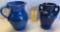 BLUE POTTERY PITCHER, BLUE POTTERY VASE