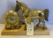 ELECTRIC UNITED MODEL NO. 315 METAL CLOCK AND HORSE WALL HANGING