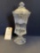 FOSTORIA CLEAR COIN GLASS URN W/ LID