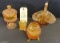 AMBER CARNIVAL GLASS HOBNAIL 4 PCS