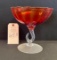 CLEAR STEMMED AMBER & RED COMPOTE