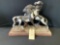 2 FIGHTING STALLIONS HORSE STATUE