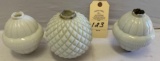 3 WHITE LIGHTENING ROD GLOBES 2 W.C.S. SHINN LINCOLNE, NE