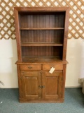 PRIMITIVE WOODEN STEPBACK CUPBOARD