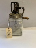 4 QT. CLEAR GLASS BUTTER CHURN WITH METAL PADDLE