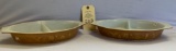 2 PYREX DIVIDED BOWLS (EARLY AMERICAN)