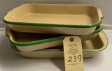 3 GREEN/CREAM ENAMELWARE CAKE PANS