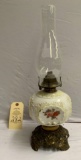 ANTIQUE OIL LAMP WITH MILK GLASS