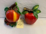 2 CERAMIC APPLES STRING HOLDERS