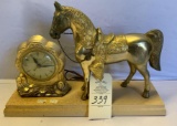 ELECTRIC UNITED MODEL NO. 315 METAL CLOCK AND HORSE WALL HANGING