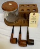 TOBACCO/PIPE HOLDER WITH PIPES