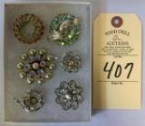 CLIP EARRINGS AND BROOCH