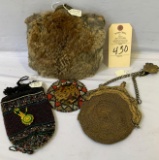 ANTIQUE PURSES - BEADED AND MUFF