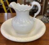 WHITE PITCHER AND BOWL SET