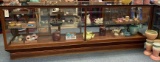 OAK DISPLAY CASE WITH HEAVY GLASS TOPS AND SLIDER BACK DOORS - DISPLAY CASE ONLY