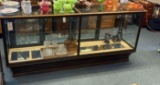 OAK DISPLAY CASE WITH HEAVY GLASS TOPS AND SLIDER BACK DOORS - DISPLAY CASE ONLY