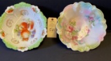 2 DECORATED SERVING BOWLS UNMARKED