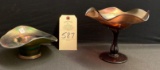 CARNIVAL GLASS COMPOTE & DISH