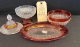 CRANBERRY EDGED CANDY DISHES