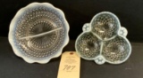 2 HOBNAIL DIVIDED DISHES