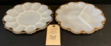 WHITE WITH GOLD TRIM EGG PLATE & DIVIDED PLATE