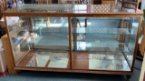 GLASS DISPLAY CASE WITH WOODEN FRAME