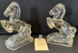 2 GLASS HORSE BOOK ENDS