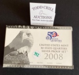 2008 - US MINT STATE QUARTER SILVER PROOF SET