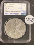 2018 AMERICAN SILVER EAGLE NGC MS70