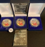 3 - 1999 AMERICAN SILVER EAGLES