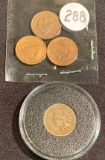 4 INDIAN HEAD PENNIES