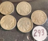 5 BUFFALO NICKELS