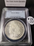 1921-D MORGAN SILVER DOLLAR PCGS MS63