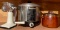 Hand grinder, Sunbeam deep fryer and ceramic pot