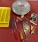 Vintage kitchen utensils and covered pie plate