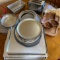 Toaster, serving trays and metal baking pans