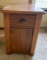 Wood end table with drawer and door