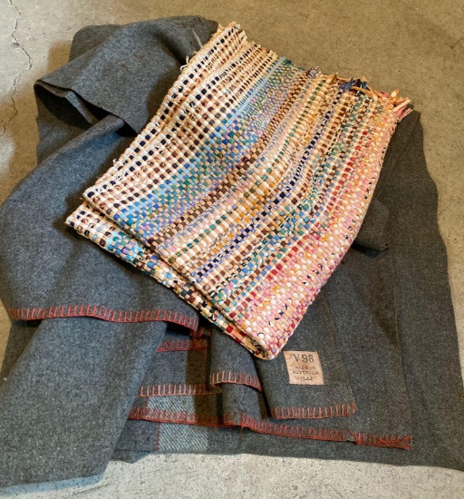 V98 1944 made in Austria wool blanket and woven rug