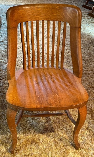 Antique oak slat back desk chair from Creston Depot