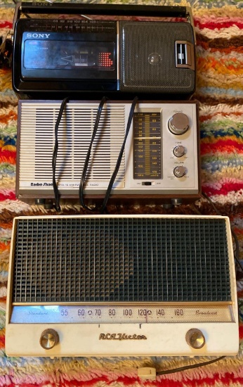 RCA victor radio radio, shack radio and Sony tape player
