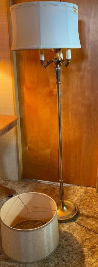 Antique brass floor lamp with extra shade