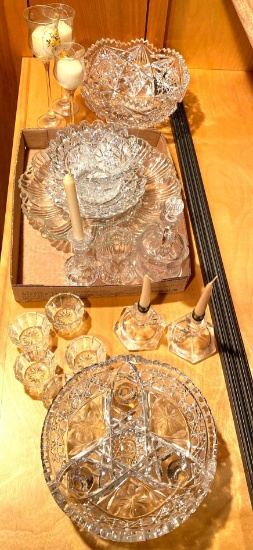 Flat of clear and cut glass